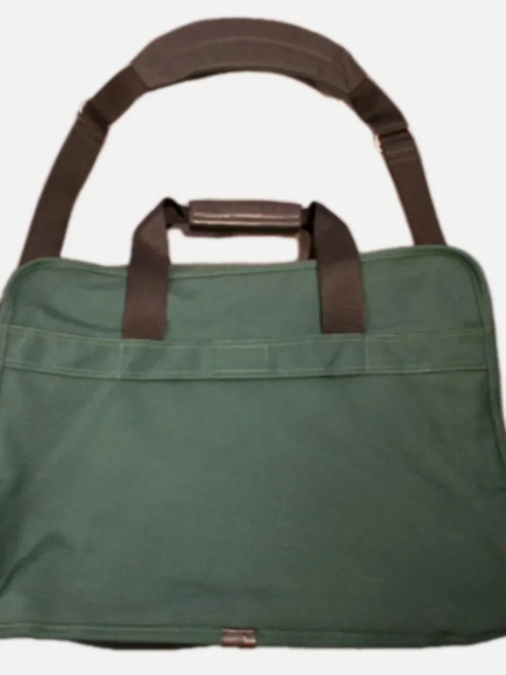 Vintage L.L. Bean Green Laptop Bag Briefcase Messenger Canvas Leather Strap
